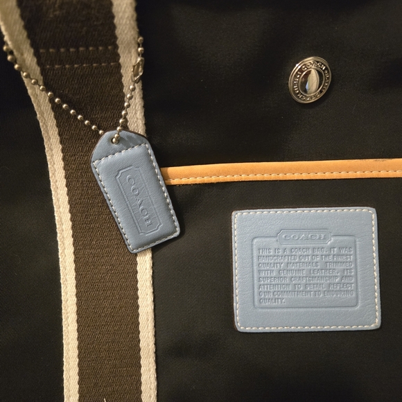 Coach Vintage Hamptons Weekend XL Nylon Travel Tote - Black/Blue - Picture 5 of 16